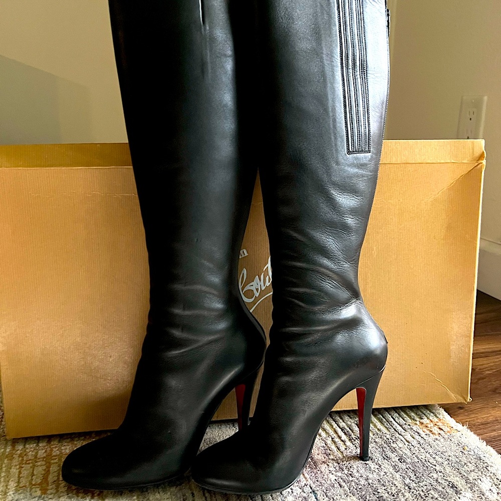 Christian Louboutin BABEL 100mm Black Calf Boots -Size 39